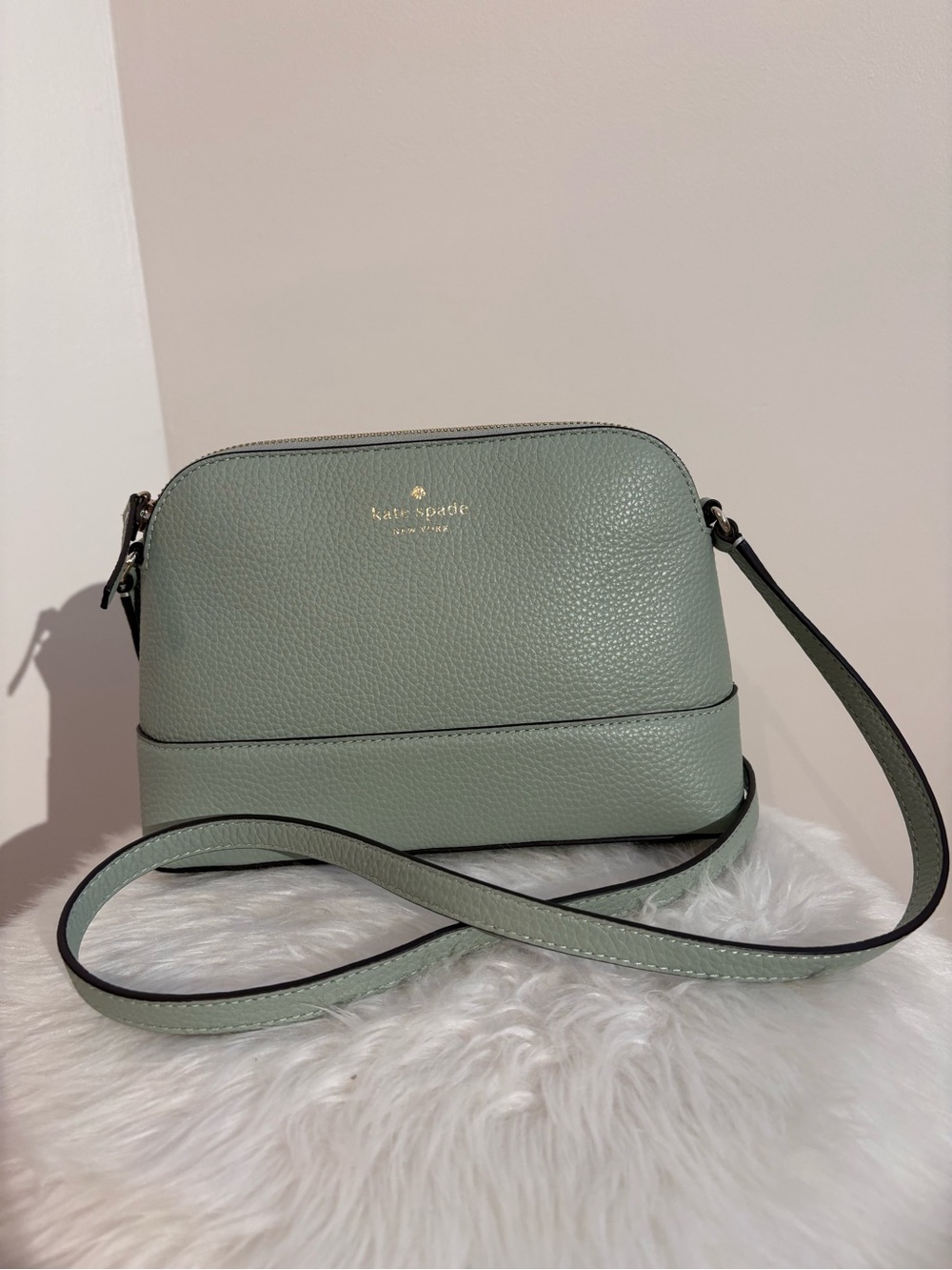 Kate Spade Sage Green Pebbled Leather Crossbody